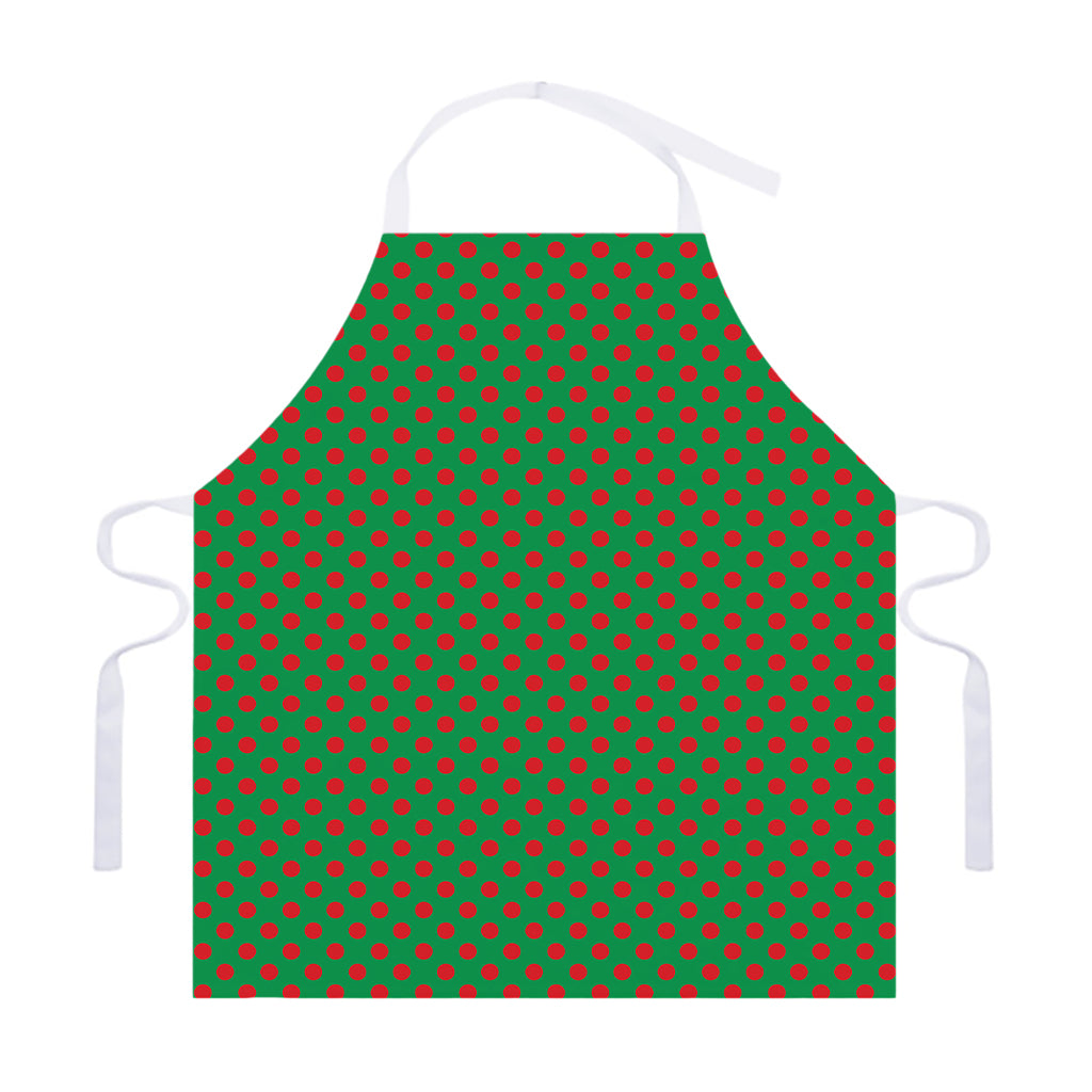 Green And Red Polka Dot Pattern Print Adjustable Apron