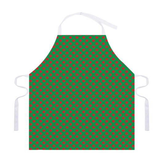 Green And Red Polka Dot Pattern Print Adjustable Apron