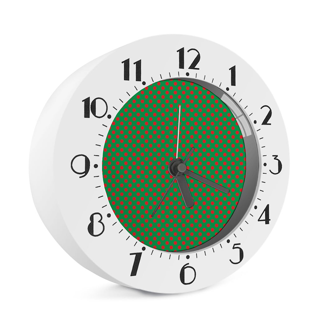 Green And Red Polka Dot Pattern Print Alarm Clock
