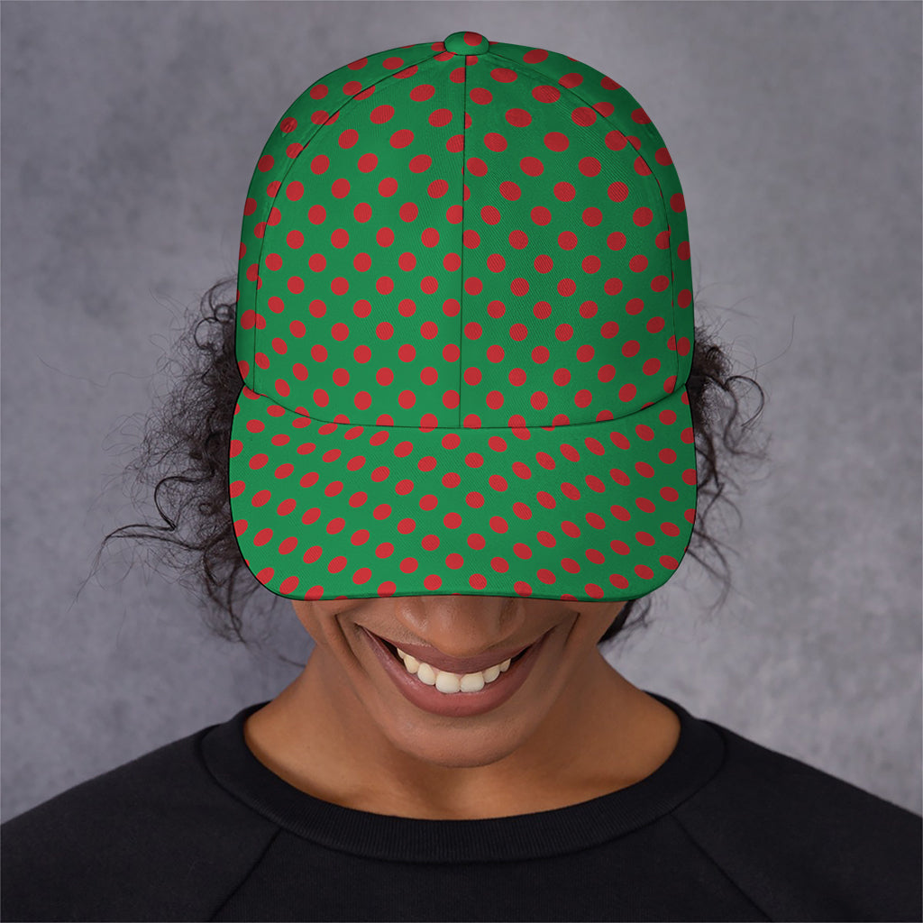 Green And Red Polka Dot Pattern Print Baseball Cap