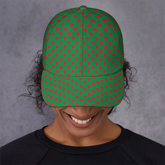 Green And Red Polka Dot Pattern Print Baseball Cap