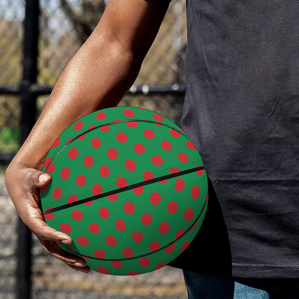 Green And Red Polka Dot Pattern Print Basketball