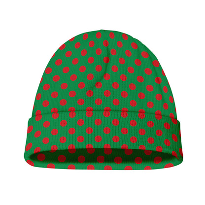 Green And Red Polka Dot Pattern Print Beanie