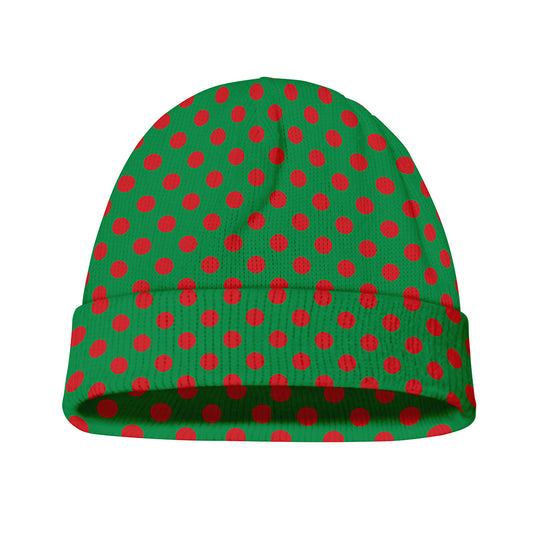 Green And Red Polka Dot Pattern Print Beanie