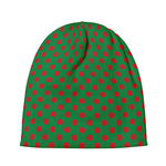 Green And Red Polka Dot Pattern Print Beanie