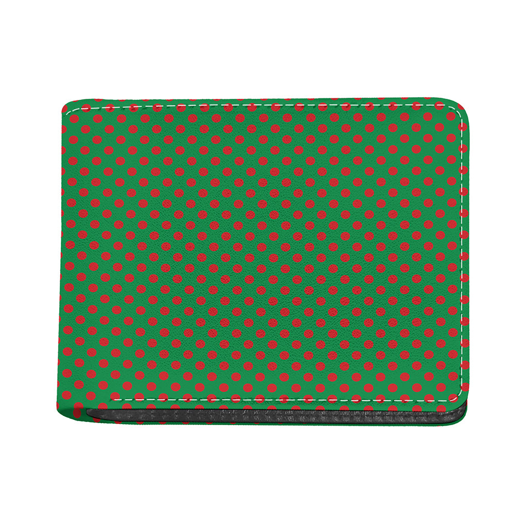 Green And Red Polka Dot Pattern Print Bifold Wallet