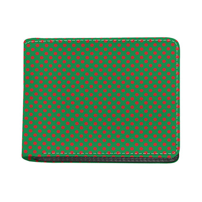 Green And Red Polka Dot Pattern Print Bifold Wallet