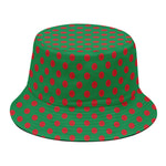 Green And Red Polka Dot Pattern Print Bucket Hat