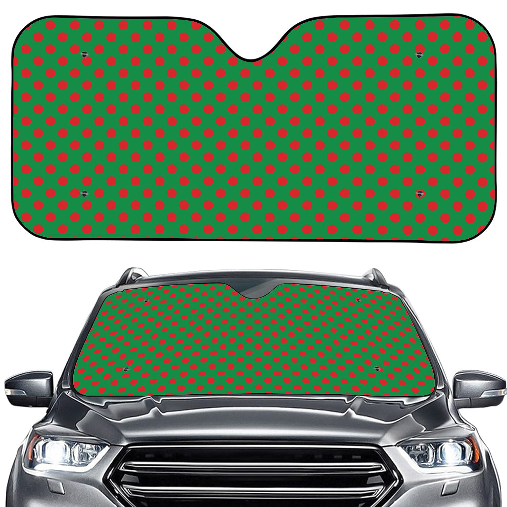 Green And Red Polka Dot Pattern Print Car Windshield Sun Shade