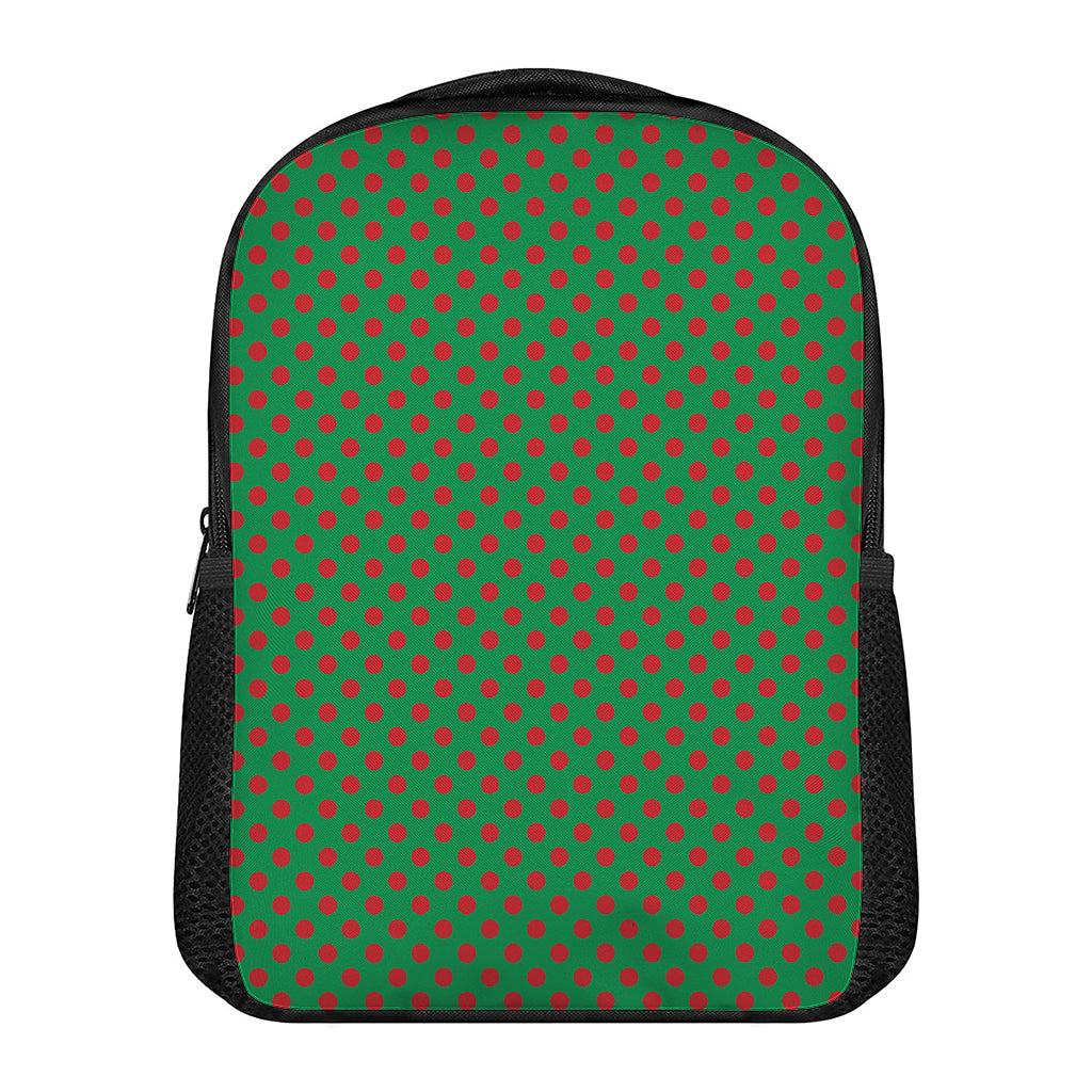 Green And Red Polka Dot Pattern Print Casual Backpack
