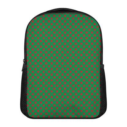 Green And Red Polka Dot Pattern Print Casual Backpack