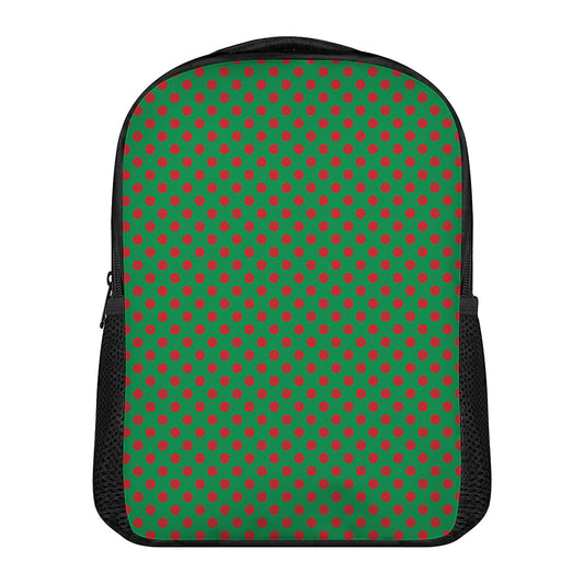 Green And Red Polka Dot Pattern Print Casual Backpack