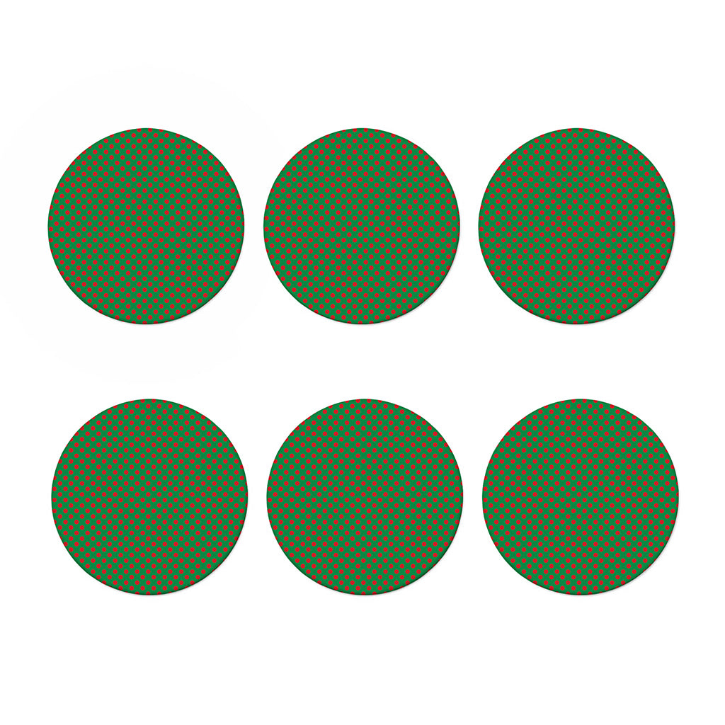 Green And Red Polka Dot Pattern Print Coaster Set