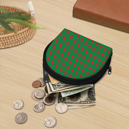 Green And Red Polka Dot Pattern Print Coin Purse