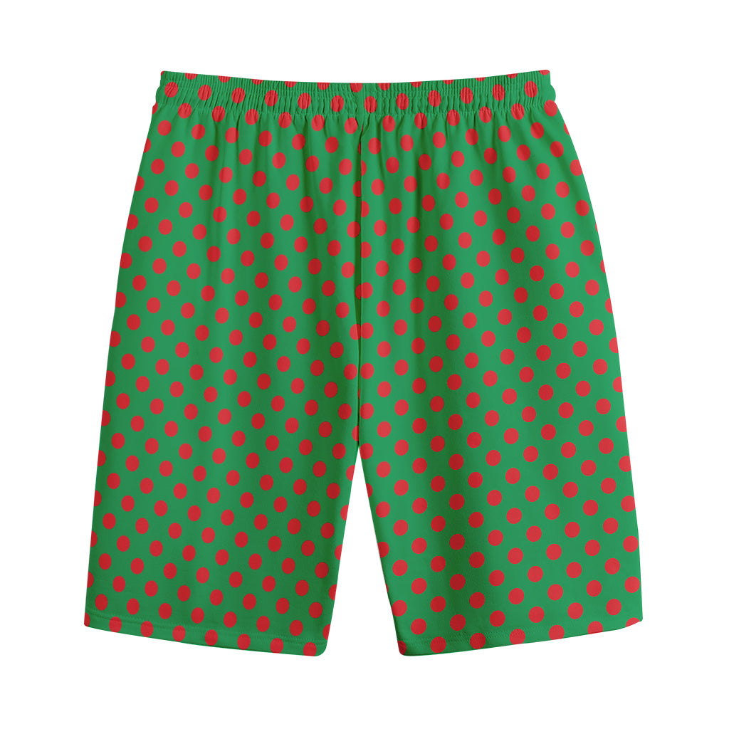 Green And Red Polka Dot Pattern Print Cotton Shorts