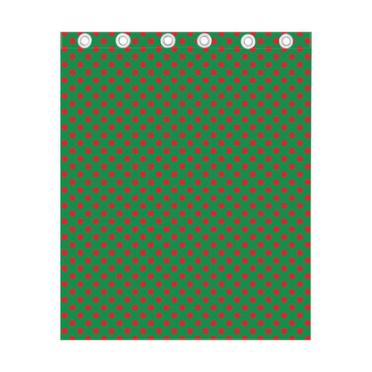 Green And Red Polka Dot Pattern Print Curtain