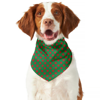 Green And Red Polka Dot Pattern Print Dog Bandana