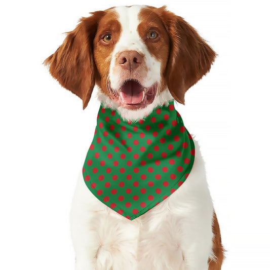 Green And Red Polka Dot Pattern Print Dog Bandana
