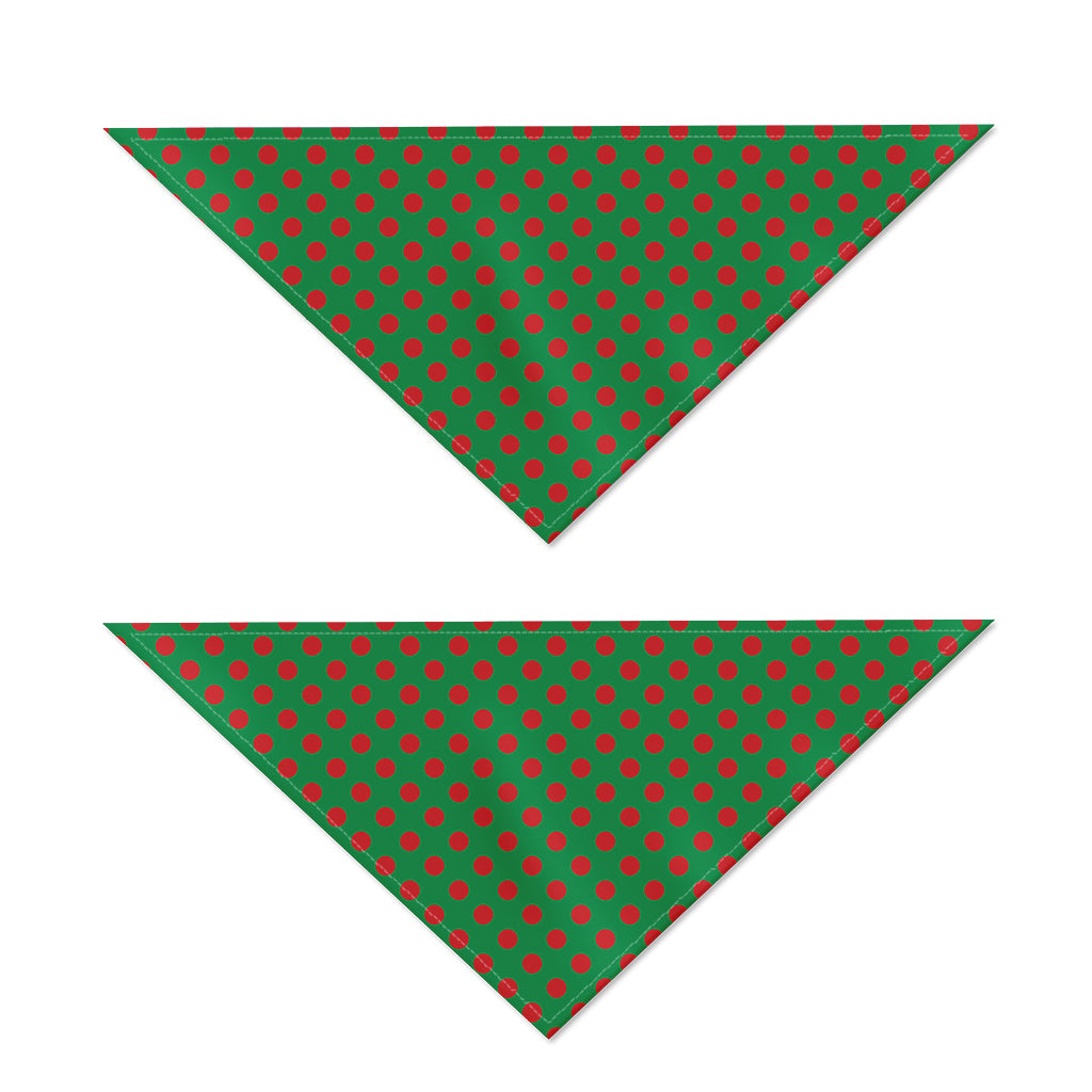 Green And Red Polka Dot Pattern Print Dog Bandana