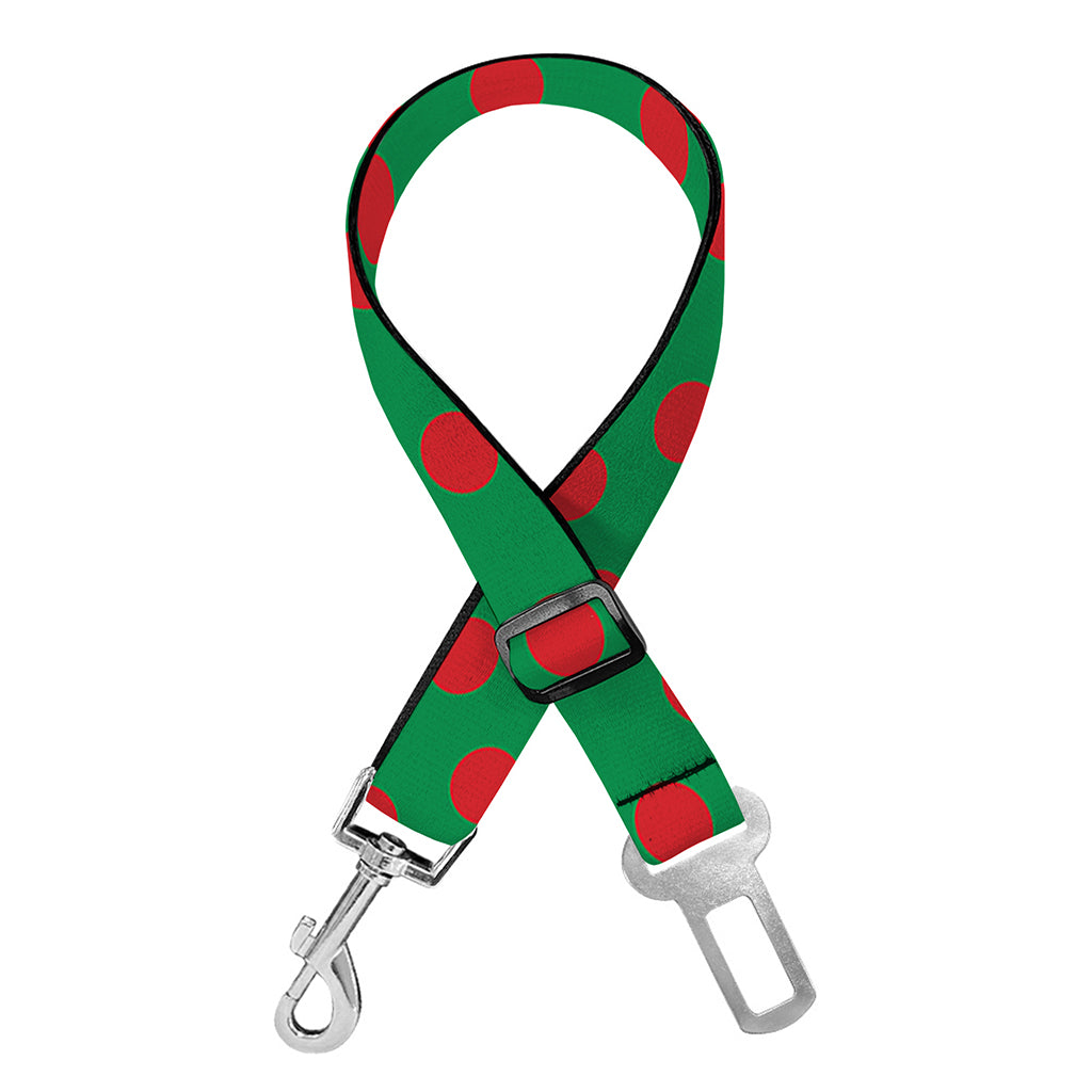 Green And Red Polka Dot Pattern Print Dog Seat Belt
