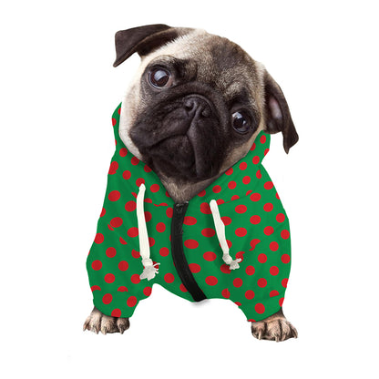Green And Red Polka Dot Pattern Print Dog Zip Up Hoodie