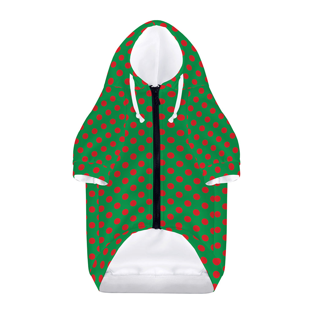 Green And Red Polka Dot Pattern Print Dog Zip Up Hoodie
