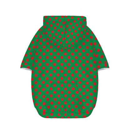 Green And Red Polka Dot Pattern Print Dog Zip Up Hoodie