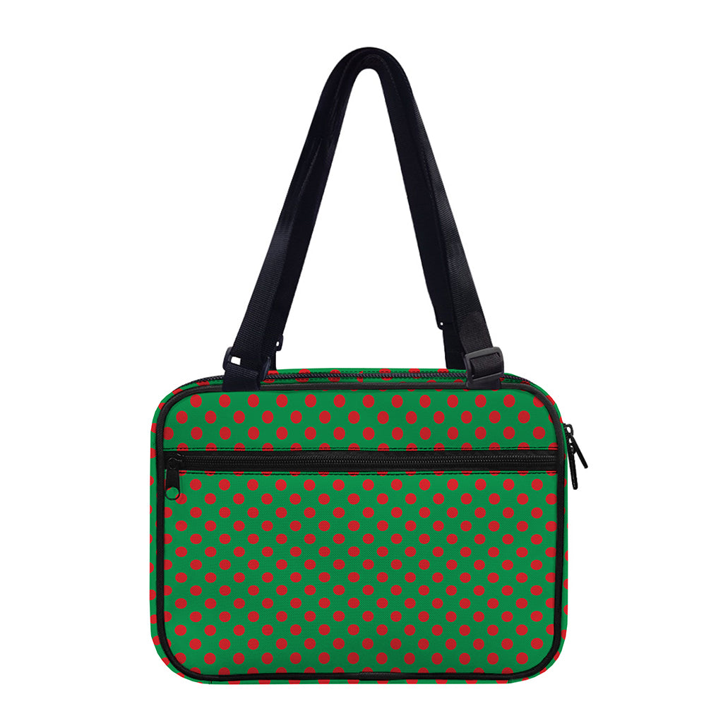 Green And Red Polka Dot Pattern Print Double Strap Bible Bag