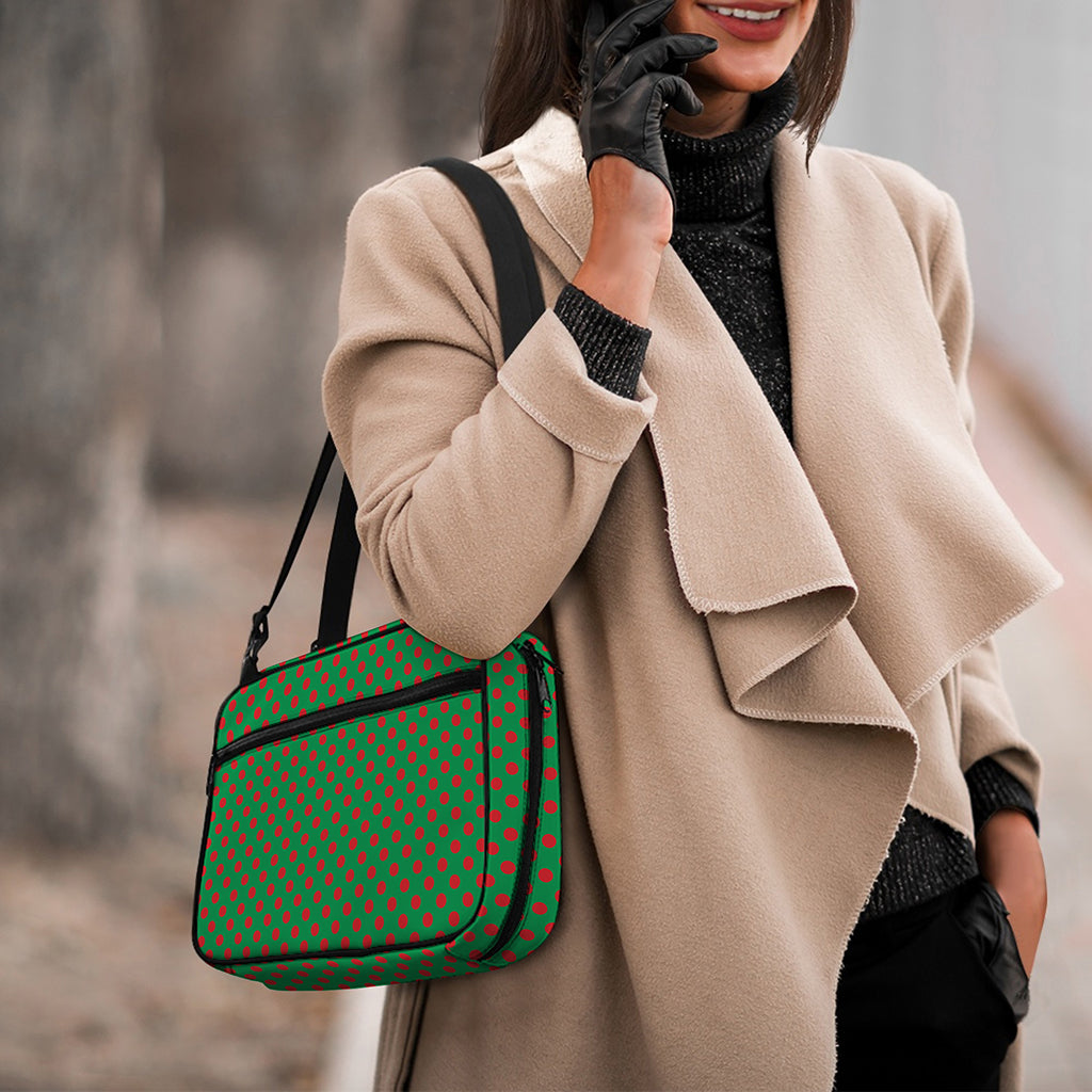 Green And Red Polka Dot Pattern Print Double Strap Bible Bag