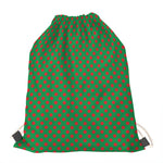 Green And Red Polka Dot Pattern Print Drawstring Bag