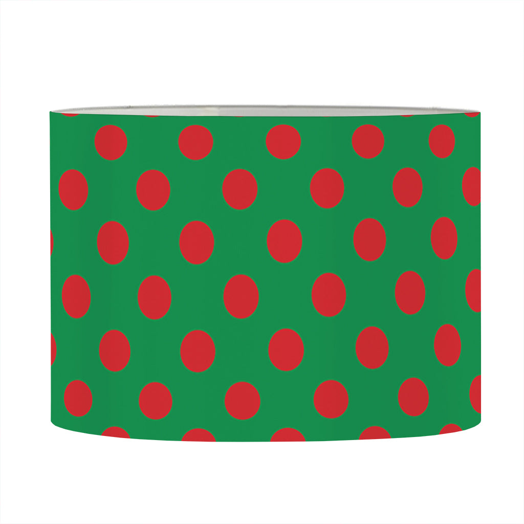Green And Red Polka Dot Pattern Print Drum Lamp Shade