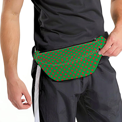 Green And Red Polka Dot Pattern Print Fanny Pack