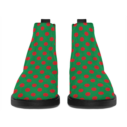 Green And Red Polka Dot Pattern Print Flat Ankle Boots