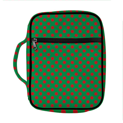 Green And Red Polka Dot Pattern Print Front Pocket Bible Bag