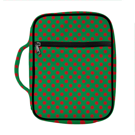 Green And Red Polka Dot Pattern Print Front Pocket Bible Bag