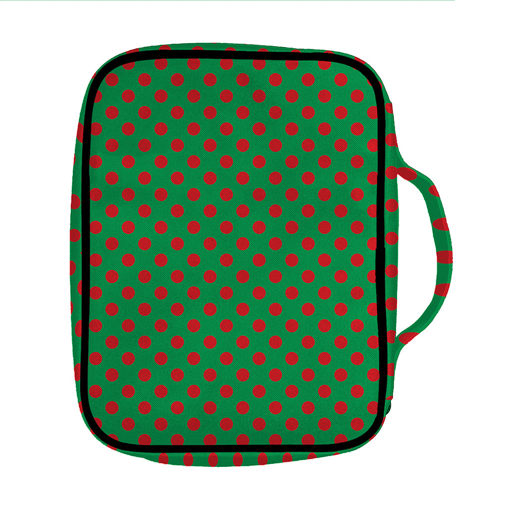 Green And Red Polka Dot Pattern Print Front Pocket Bible Bag