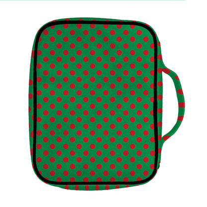 Green And Red Polka Dot Pattern Print Front Pocket Bible Bag