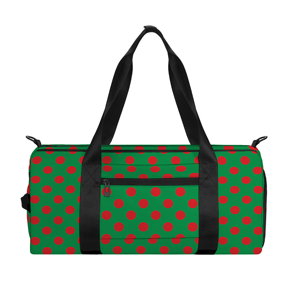 Green And Red Polka Dot Pattern Print Gym Bag