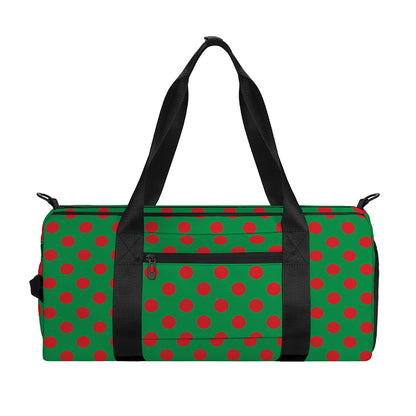 Green And Red Polka Dot Pattern Print Gym Bag