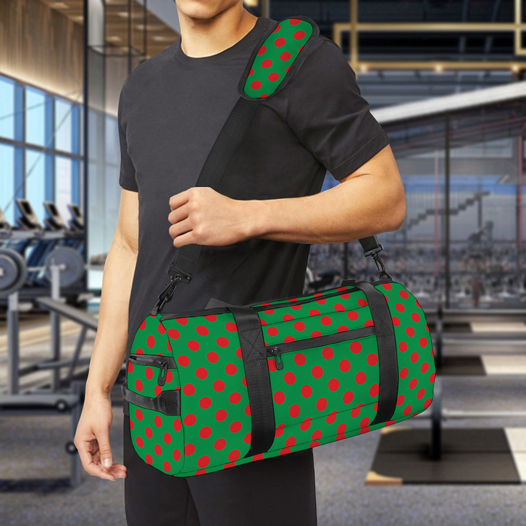 Green And Red Polka Dot Pattern Print Gym Bag