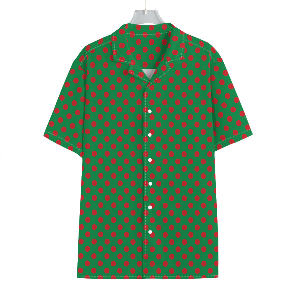 Green And Red Polka Dot Pattern Print Hawaiian Shirt