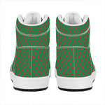 Green And Red Polka Dot Pattern Print High Top Leather Sneakers