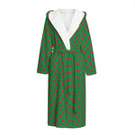 Green And Red Polka Dot Pattern Print Hooded Bathrobe