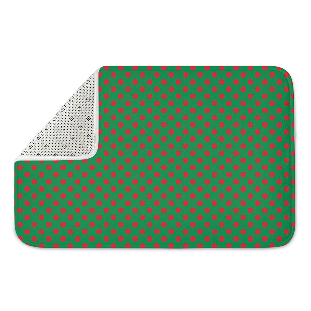 Green And Red Polka Dot Pattern Print Indoor Door Mat