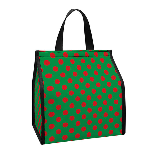 Green And Red Polka Dot Pattern Print Insulated Lunch Tote