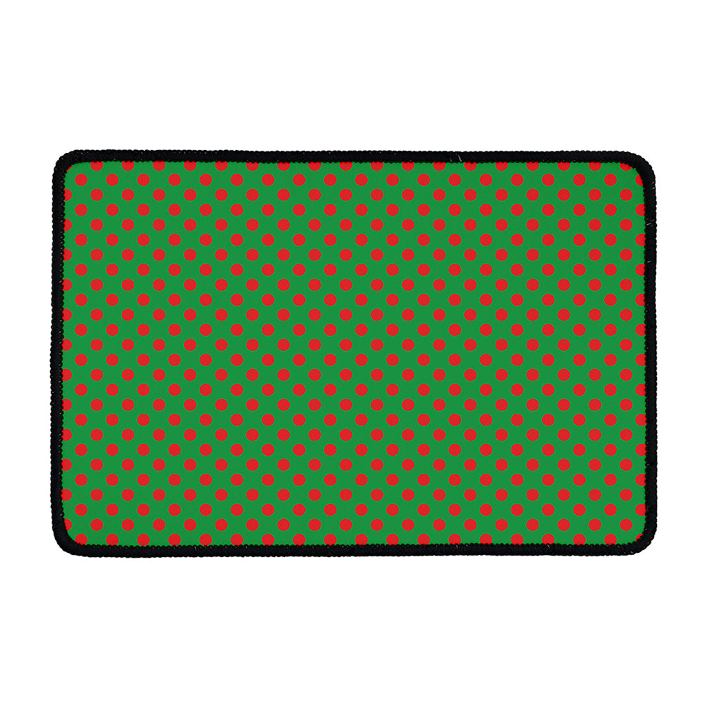 Green And Red Polka Dot Pattern Print Kitchen Mat