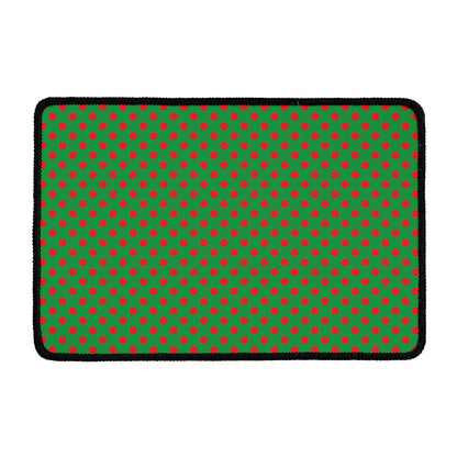 Green And Red Polka Dot Pattern Print Kitchen Mat