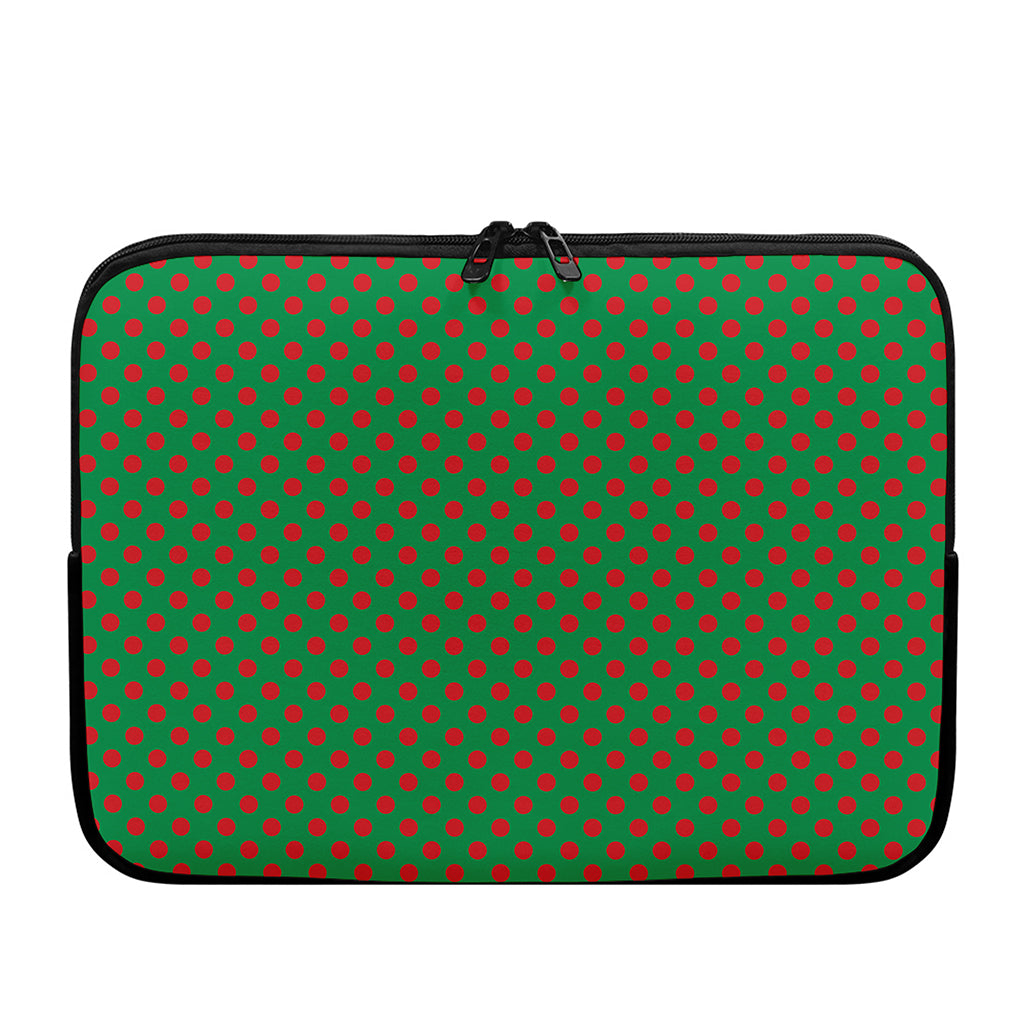 Green And Red Polka Dot Pattern Print Laptop Sleeve