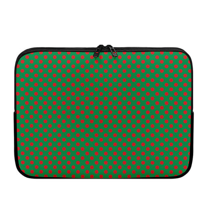 Green And Red Polka Dot Pattern Print Laptop Sleeve