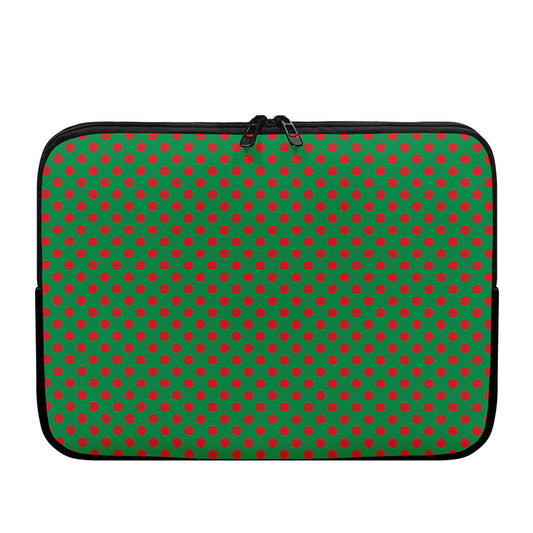 Green And Red Polka Dot Pattern Print Laptop Sleeve